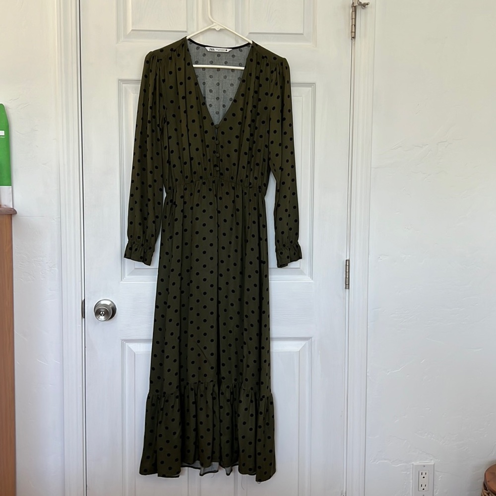Zara Polka Dot Midi Dress